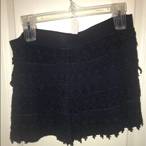 Navy Crochet Shorts